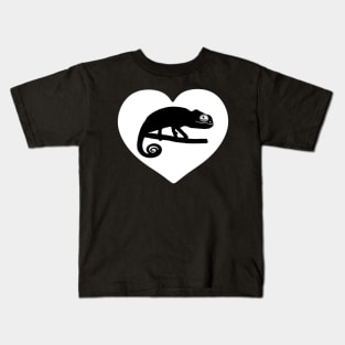 White Cute Chameleon Heart for Chameleon Lovers Kids T-Shirt